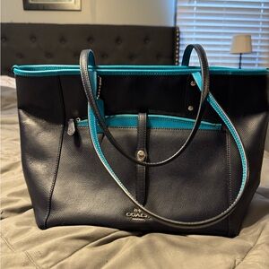 Coach Black and Teal Tote Bag